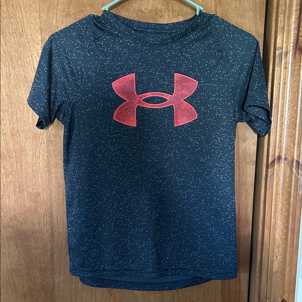 Under Armour Kids Black Tee with Red Logo